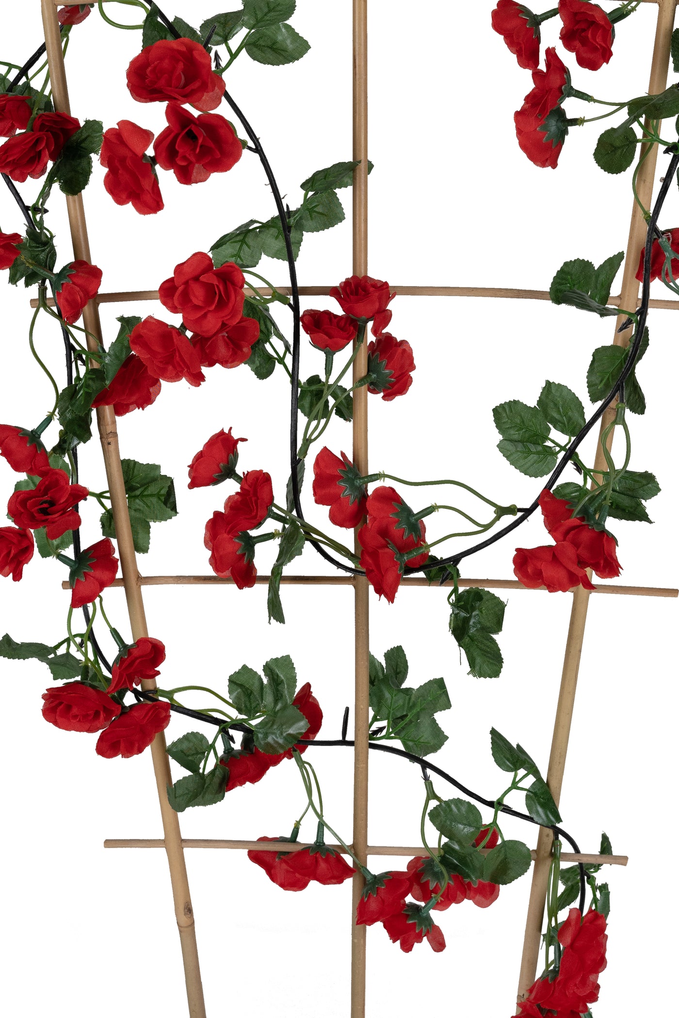 Ghirlanda artificiala din trandafiri cu 69 flori mini rosii H180 cm