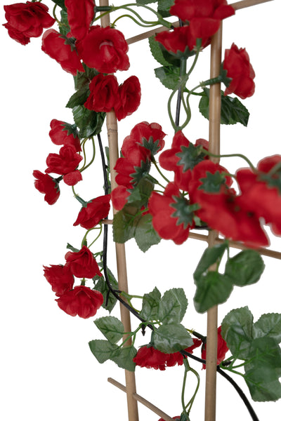Ghirlanda artificiala din trandafiri cu 69 flori mini rosii H180 cm