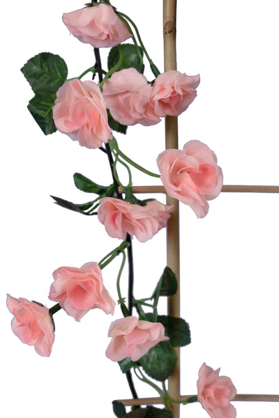 Ghirlanda artificiala din trandafiri cu 69 flori mini roz deschis H180 cm