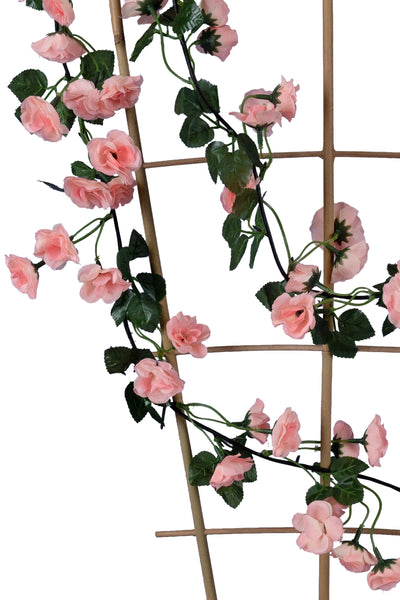 Ghirlanda artificiala din trandafiri cu 69 flori mini roz deschis H180 cm