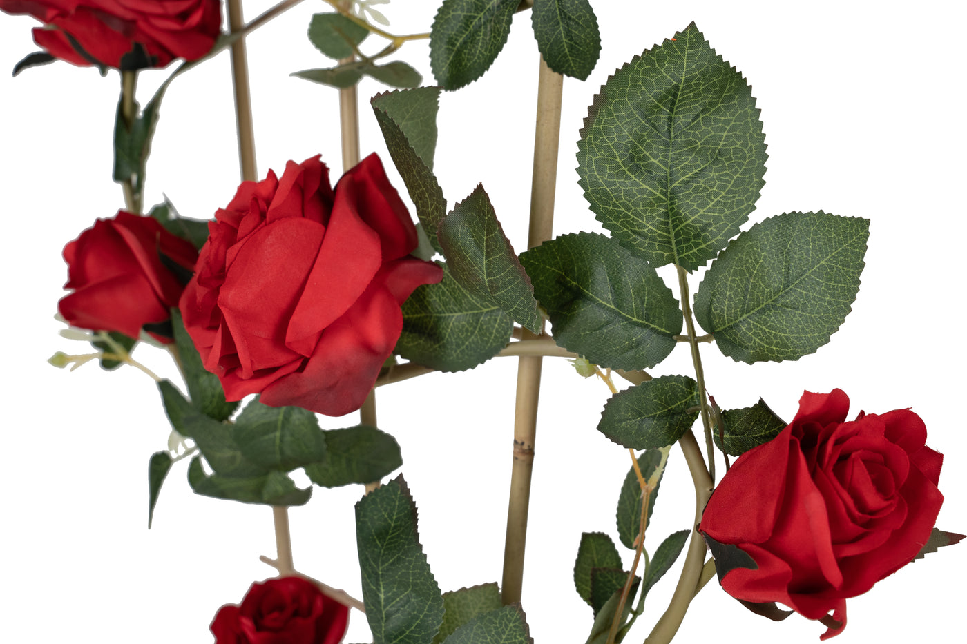 Ghirlanda artificiala din trandafiri cu 8 flori rosii si 2 boboci H180 cm