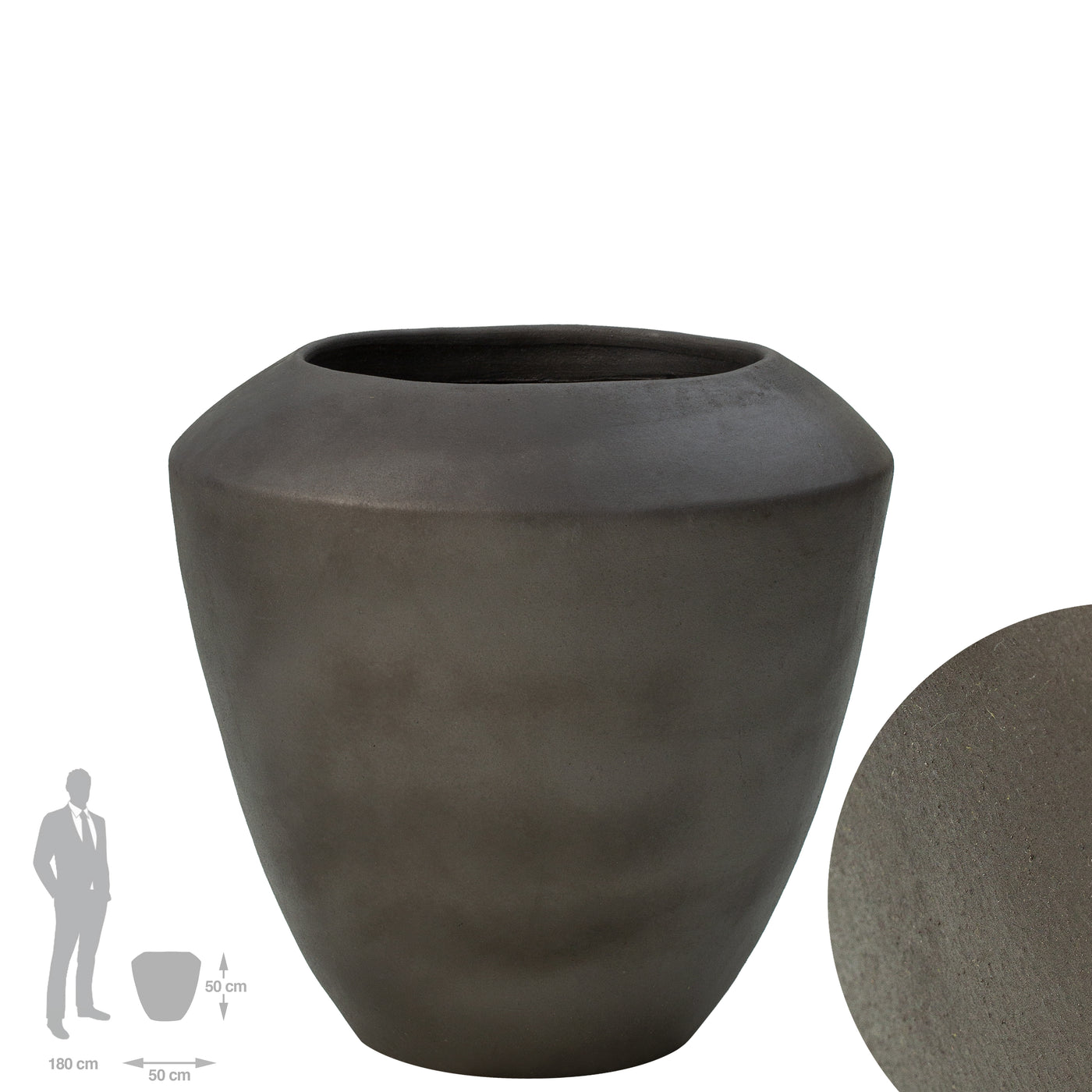 Ghiveci ceramic Coppa 50x50 cm antracit mat