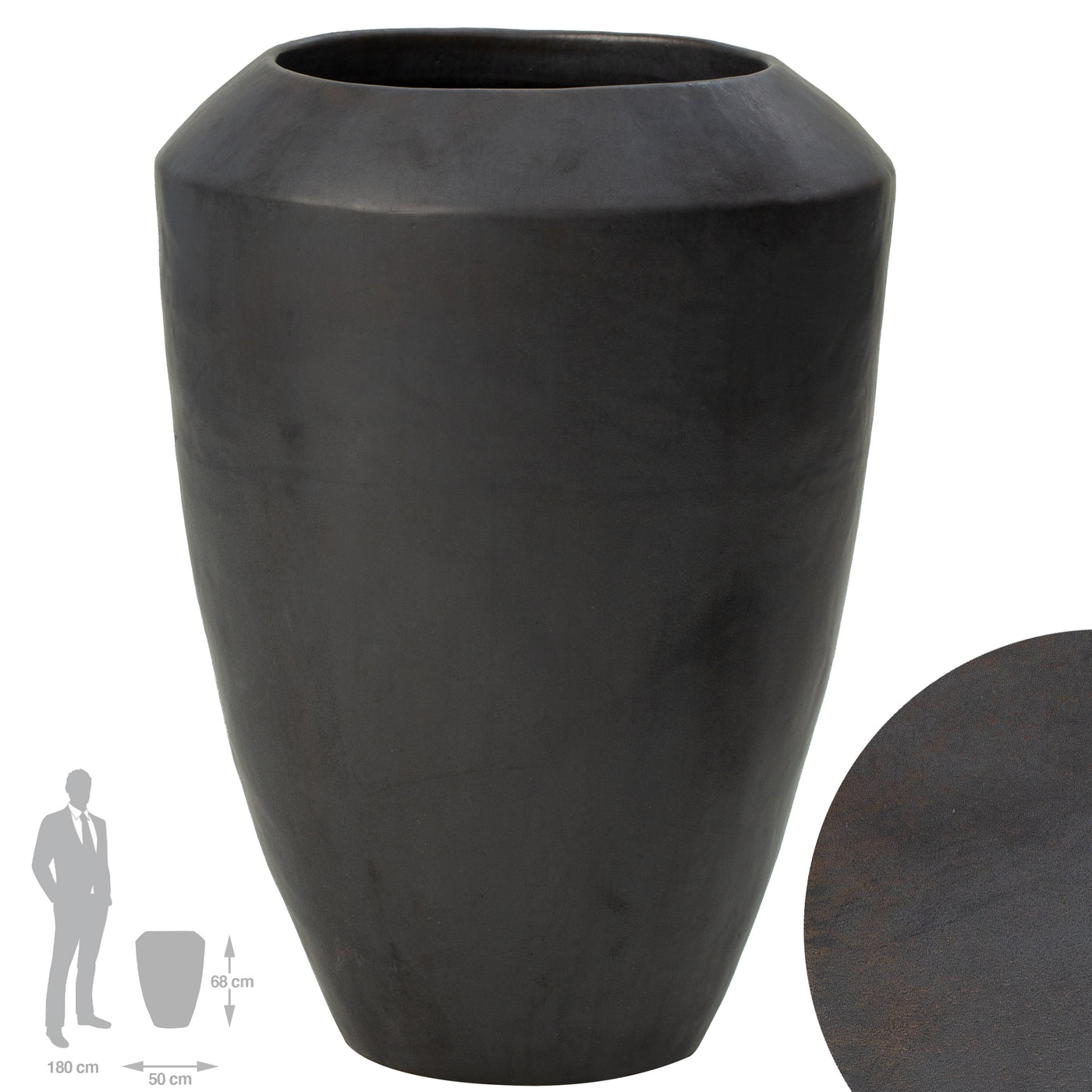 Ghiveci ceramic Coppa 50x68 cm antracit semilucios