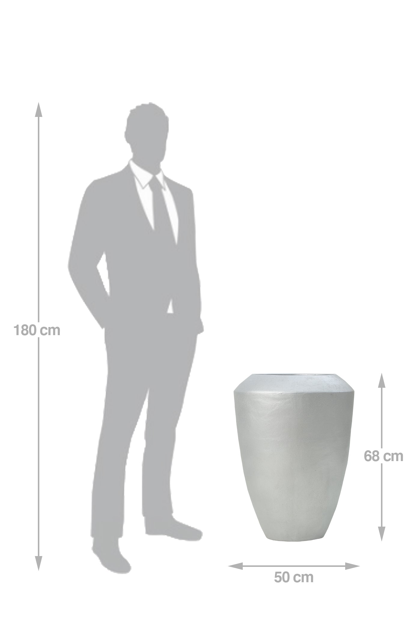 Ghiveci ceramic Coppa 50x68 cm argintiu