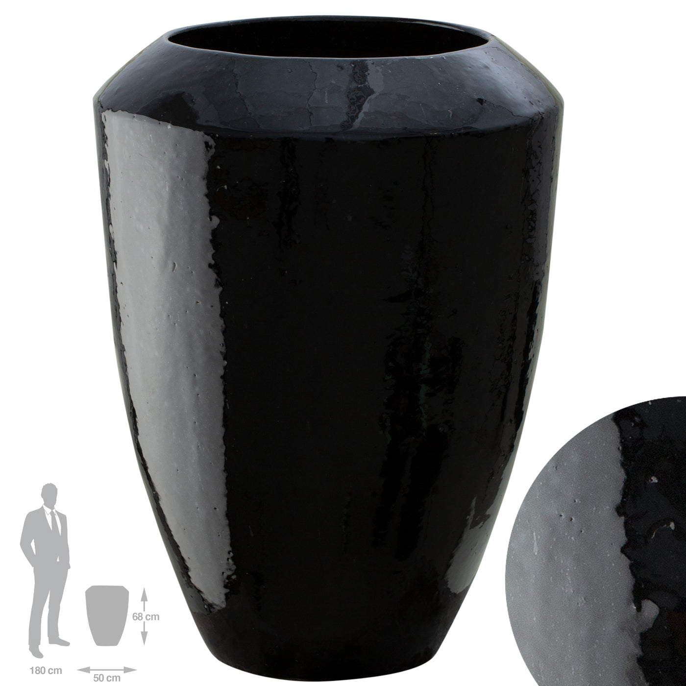 Ghiveci ceramic Coppa 50x68 cm negru lucios