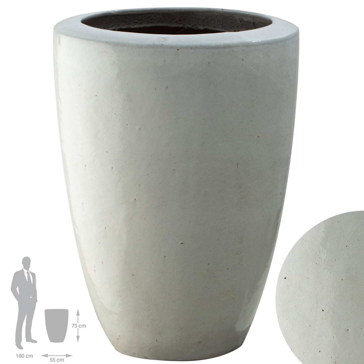 Ghiveci ceramic De luxe Partner 55x75 cm alb lucios