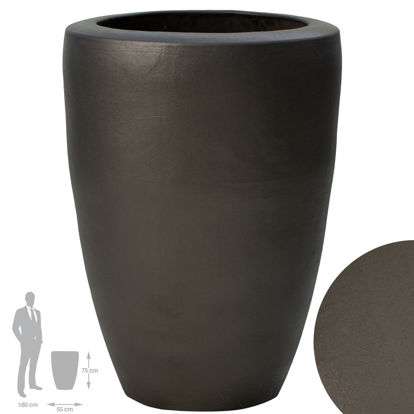 Ghiveci ceramic De Luxe Partner 55x75cm antracit mat