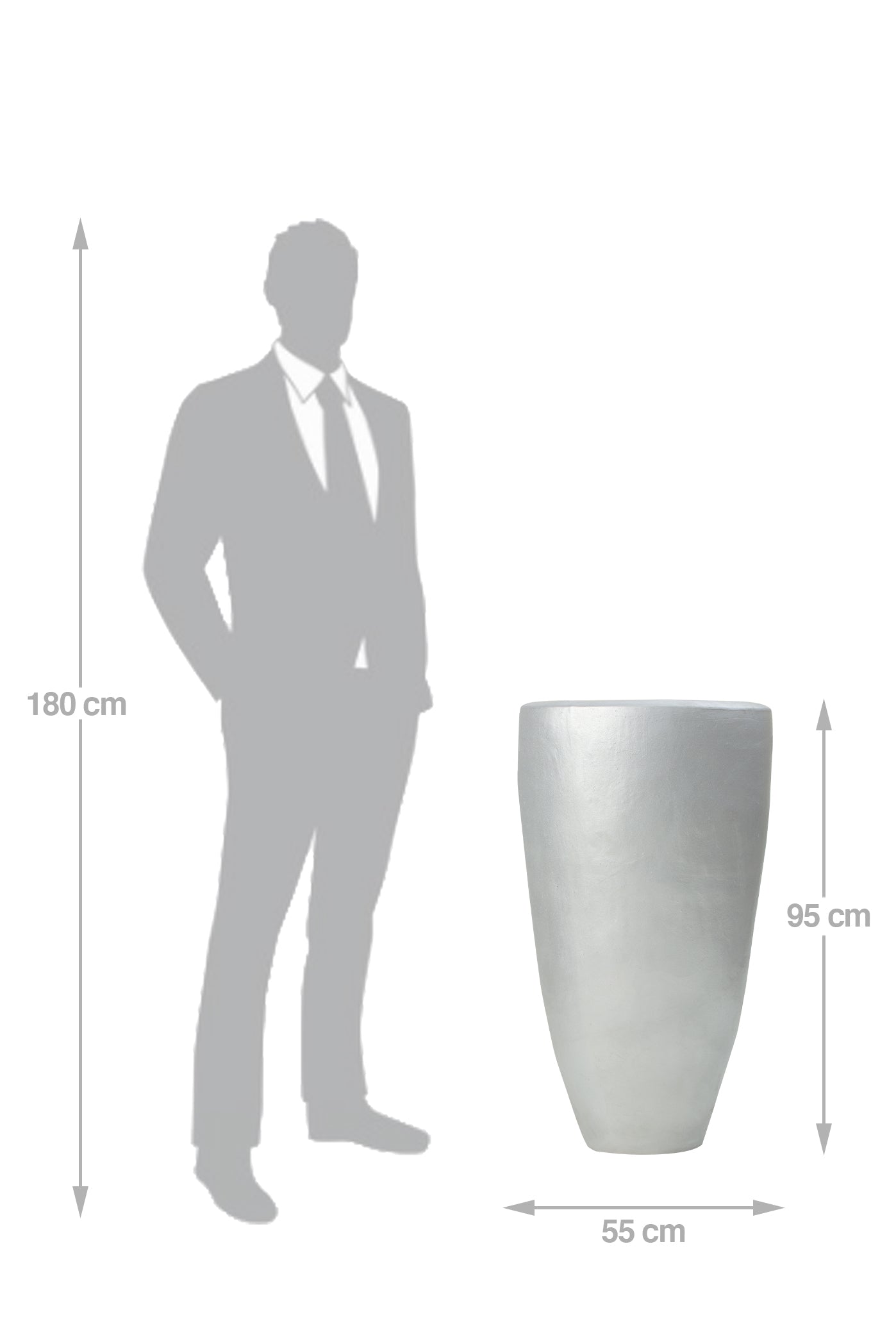 Ghiveci ceramic De Luxe Partner 55x95cm argintiu