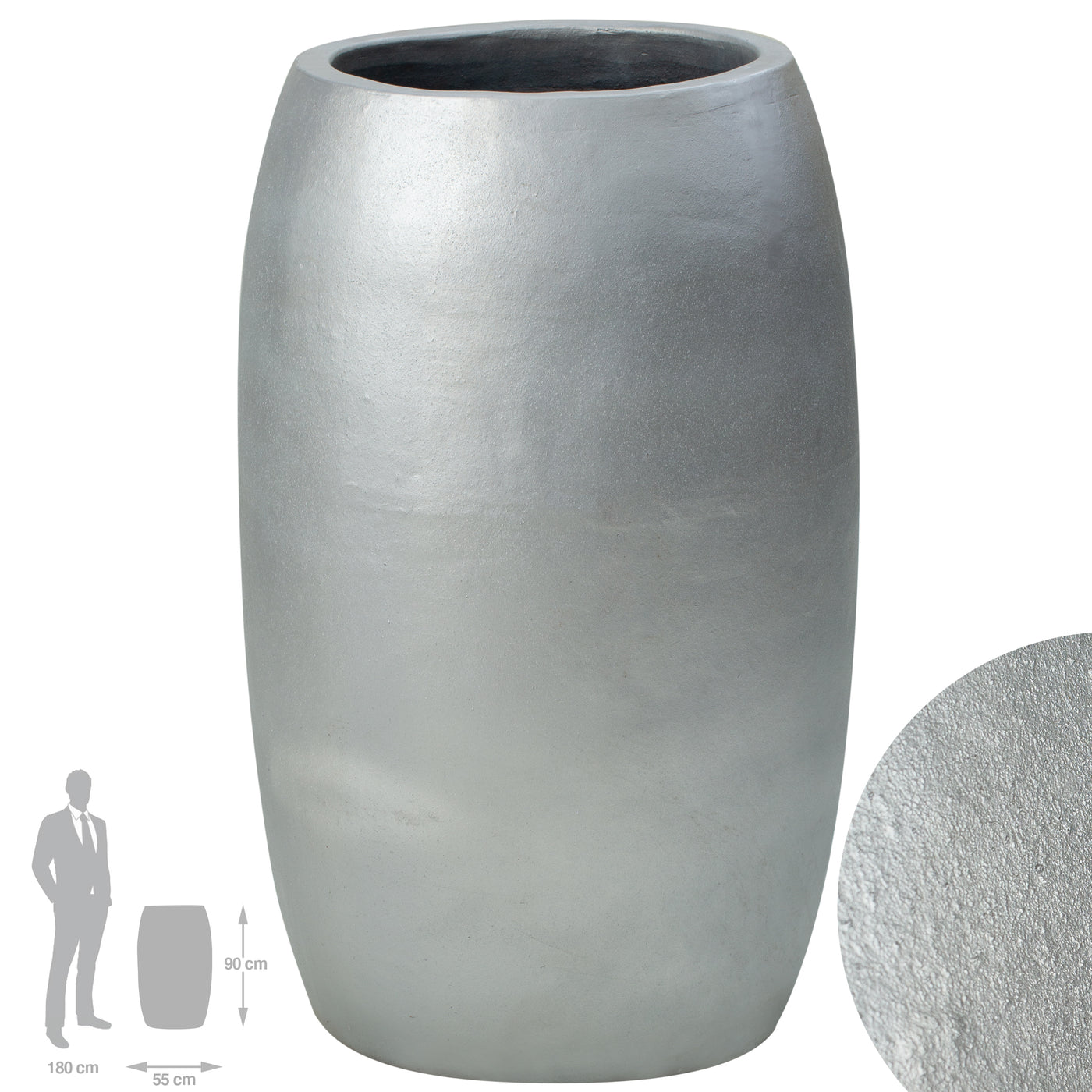 Ghiveci ceramic Duo 55x90cm argintiu