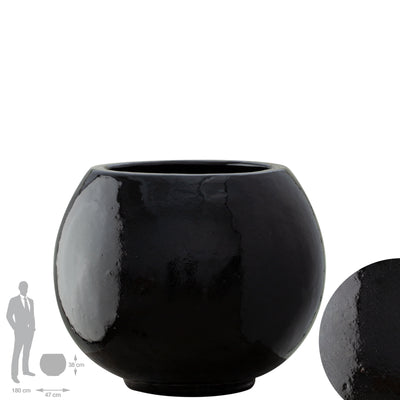 Ghiveci ceramic Globe 47x38cm negru lucios