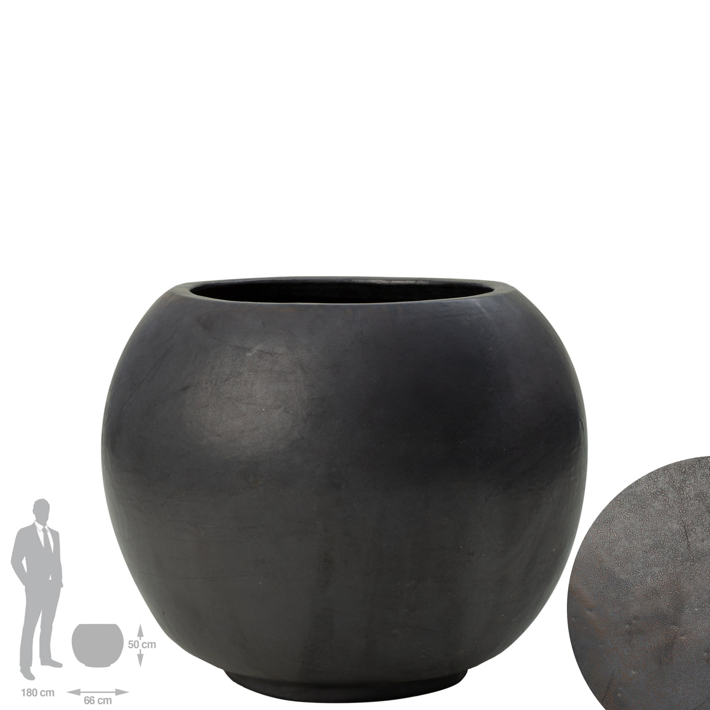 Ghiveci ceramic Globe 66x50 cm antracit semilucios