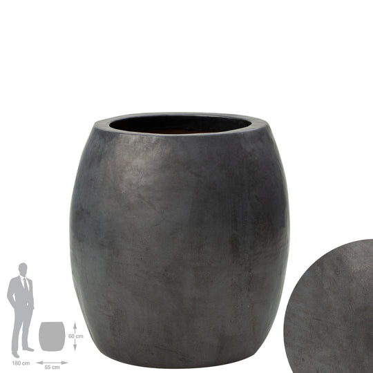 Ghiveci cereamic Duo 55x60cm antracit semilucios