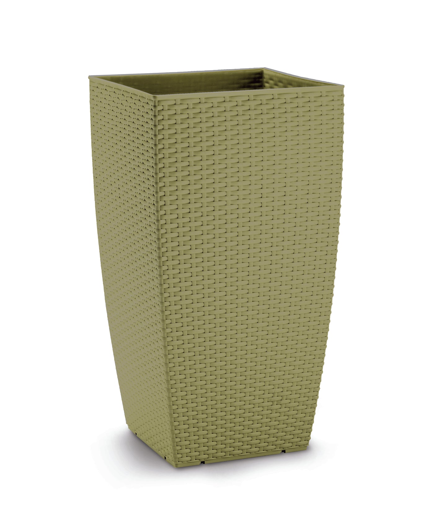 Ghiveci columnar cubic ratan 36x36x66 cm cu sistem irigare verde primavara
