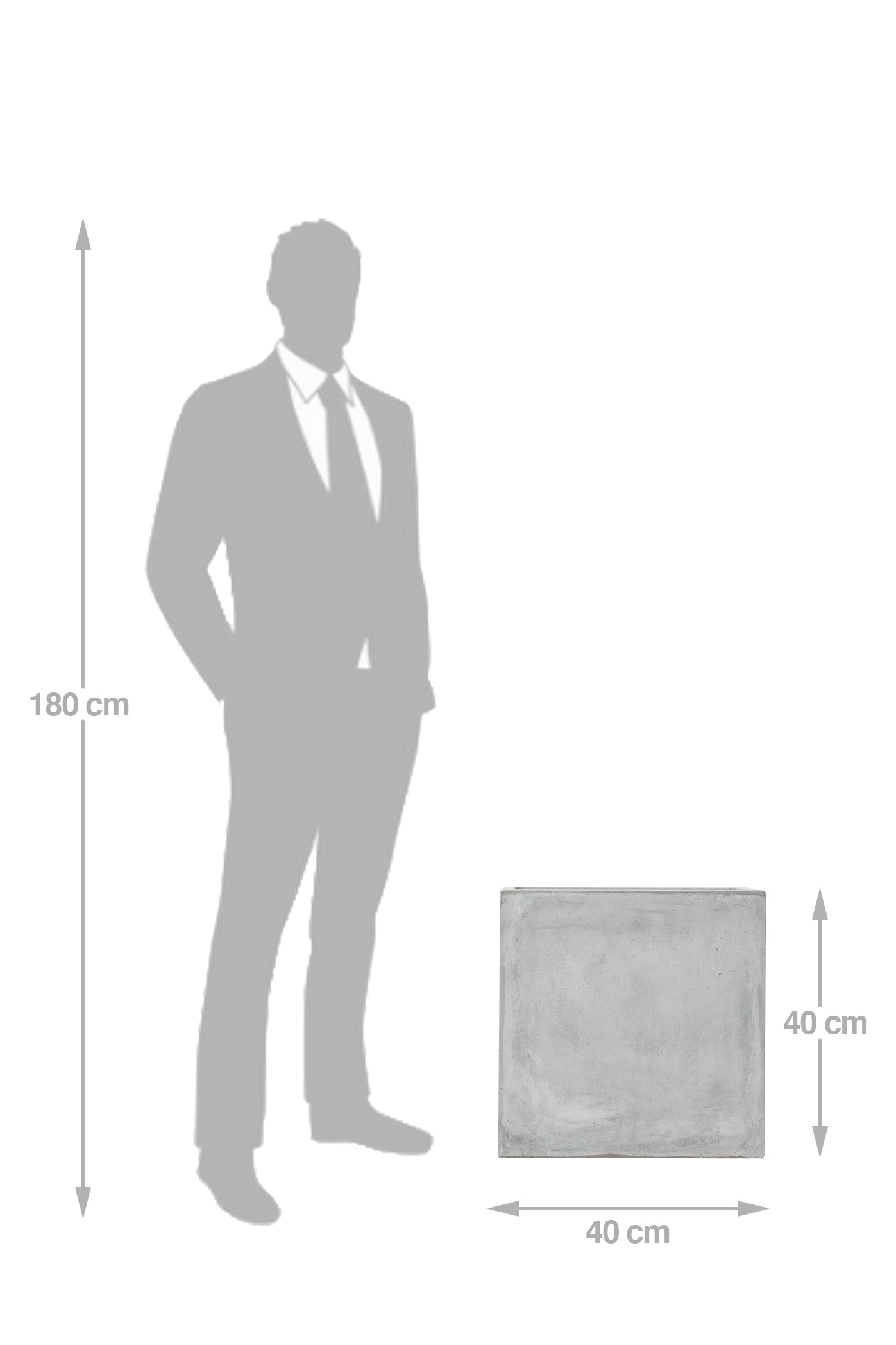 Ghiveci compozit 40x40x40 cm gri ciment