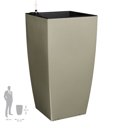 Ghiveci inteligent Cubico 36x36x66.cm. cu set complet udare. maro spicy lucios