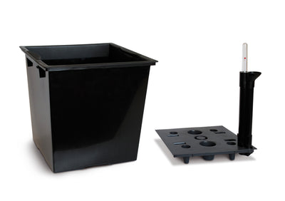 Ghiveci inteligent Cubico 36x36x66.cm. cu set complet udare. maro spicy lucios