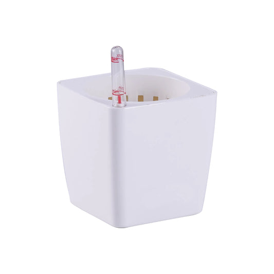 Ghiveci inteligent H11.5x11.5x11.5 cm RobertoRossi Mini Cube alb lucios