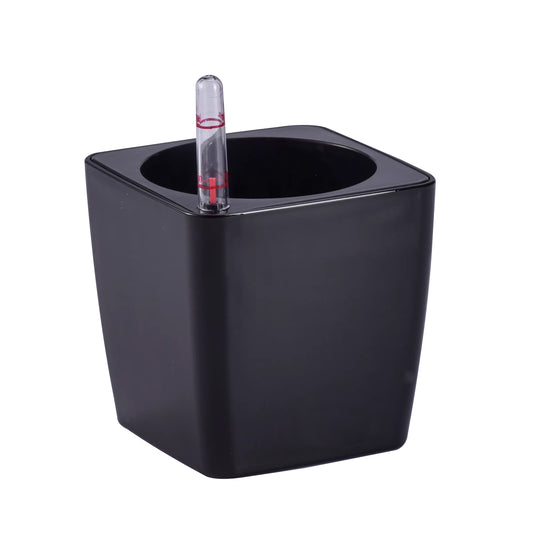 Ghiveci inteligent H11.5x11.5x11.5 cm RobertoRossi Mini Cube negru lucios