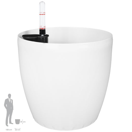 Ghiveci inteligent H20xD22 cm Classico cu set complet udare alb lucios