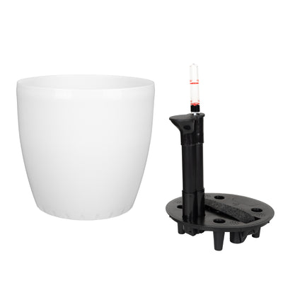 Ghiveci inteligent H20xD22 cm Classico cu set complet udare alb lucios