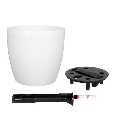 Ghiveci inteligent H20xD22 cm Classico cu set complet udare alb lucios