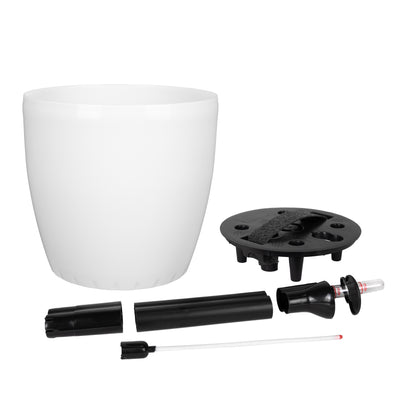 Ghiveci inteligent H20xD22 cm Classico cu set complet udare alb lucios
