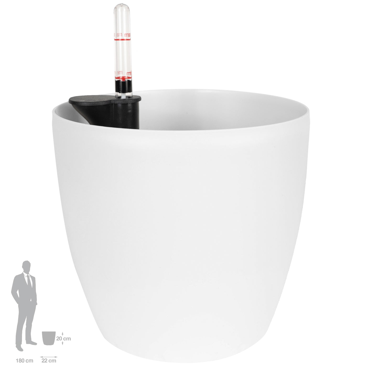 Ghiveci inteligent H20xD22 cm Classico cu set complet udare alb mat