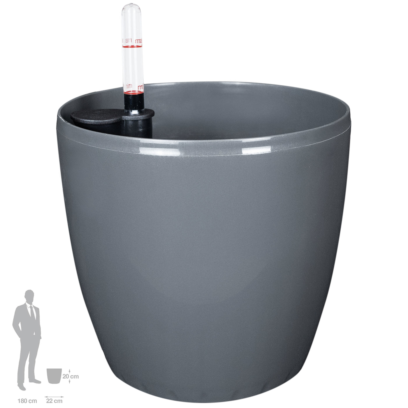 Ghiveci inteligent H20xD22 cm Classico cu set complet udare antracit lucios