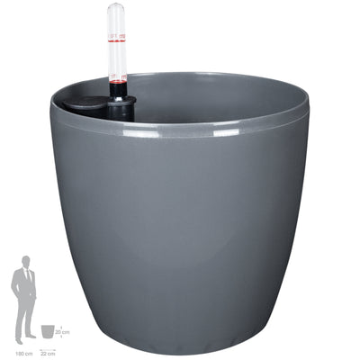 Ghiveci inteligent H20xD22 cm Classico cu set complet udare antracit lucios