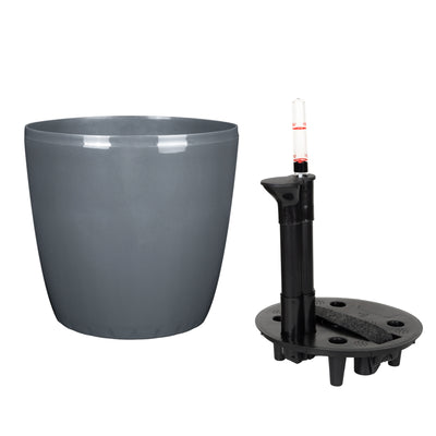 Ghiveci inteligent H20xD22 cm Classico cu set complet udare antracit lucios