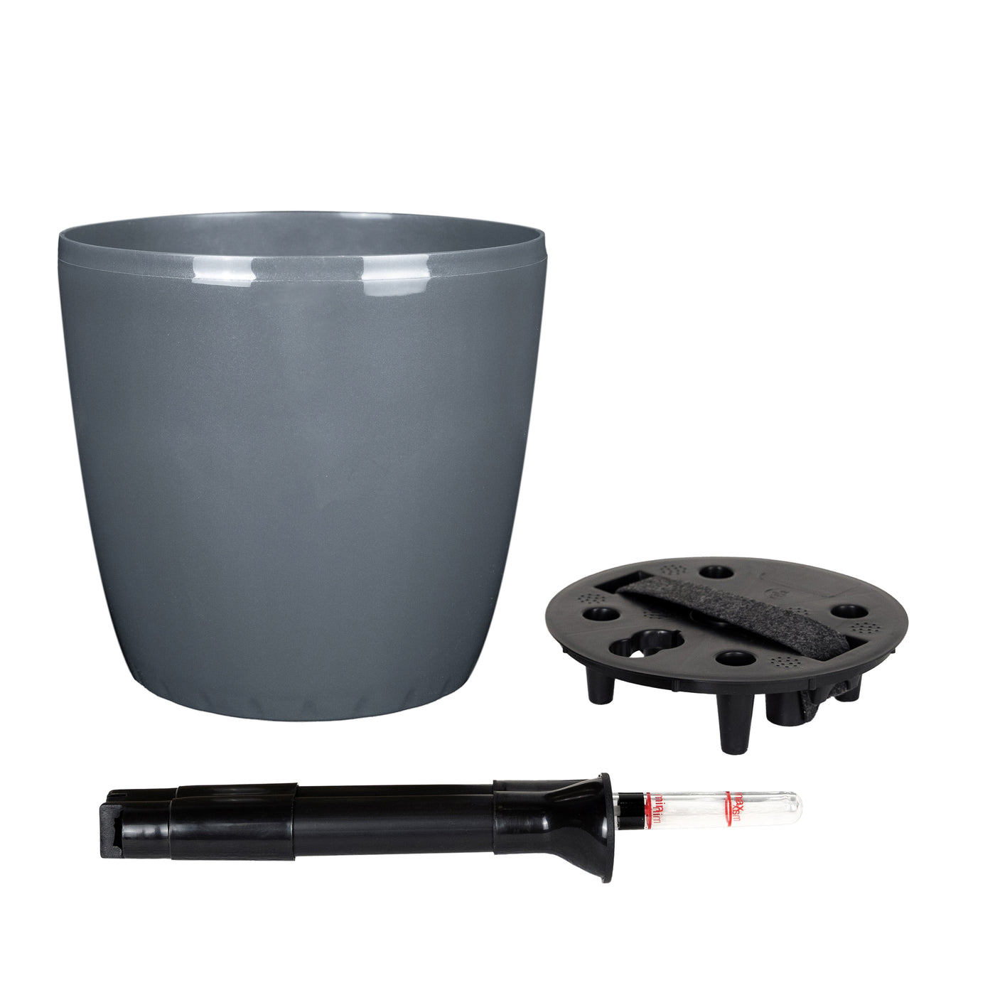 Ghiveci inteligent H20xD22 cm Classico cu set complet udare antracit lucios