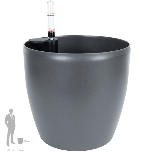 Ghiveci inteligent H20xD22 cm Classico cu set complet udare antracit mat