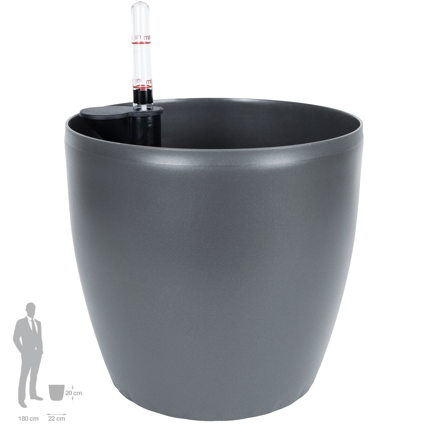 Ghiveci inteligent H20xD22 cm Classico cu set complet udare antracit mat