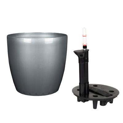 Ghiveci inteligent H20xD22 cm Classico cu set complet udare antracit metal lucios