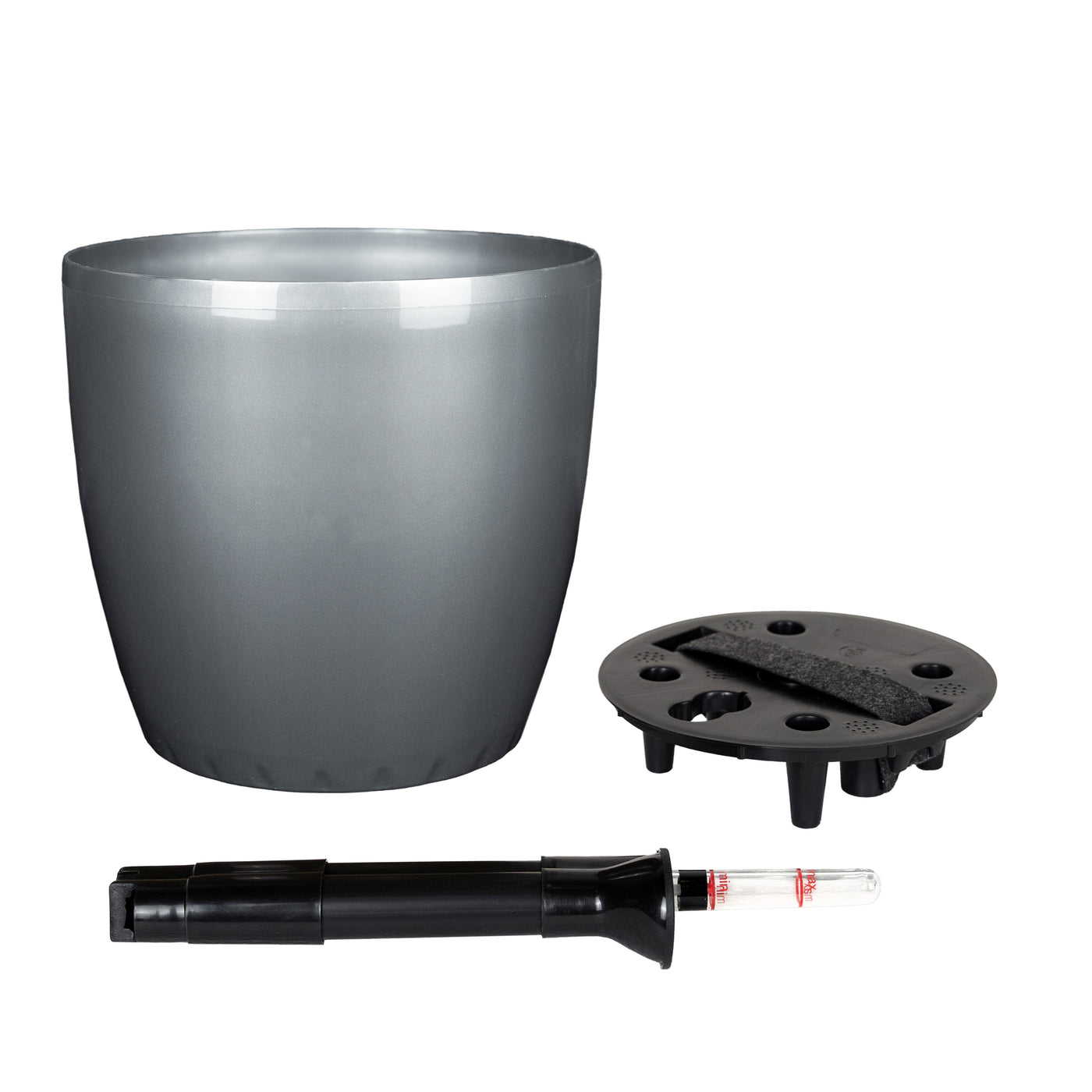 Ghiveci inteligent H20xD22 cm Classico cu set complet udare antracit metal lucios