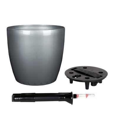 Ghiveci inteligent H20xD22 cm Classico cu set complet udare antracit metal lucios