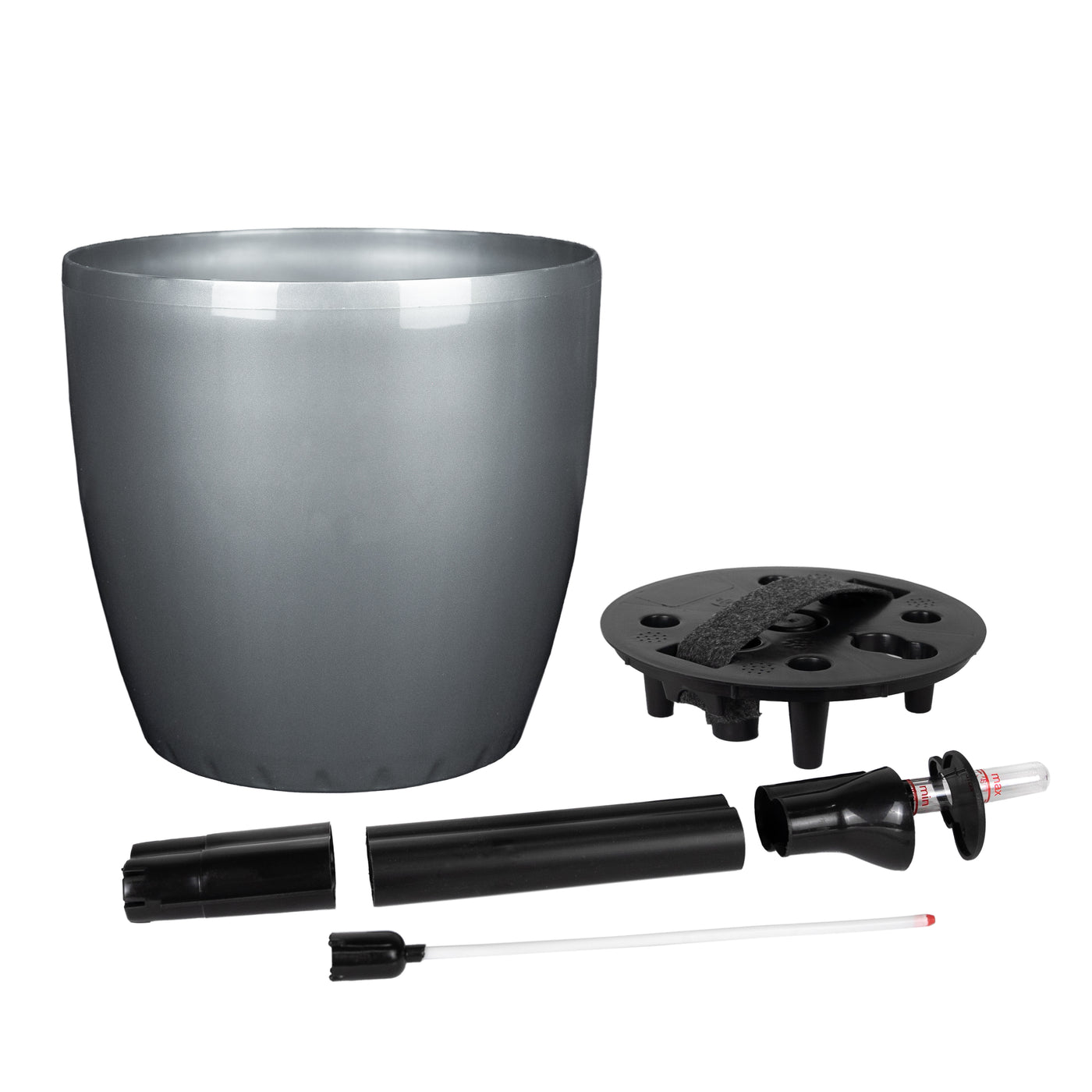 Ghiveci inteligent H20xD22 cm Classico cu set complet udare antracit metal lucios