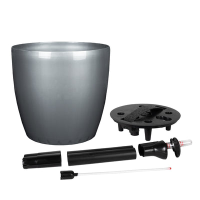 Ghiveci inteligent H20xD22 cm Classico cu set complet udare antracit metal lucios