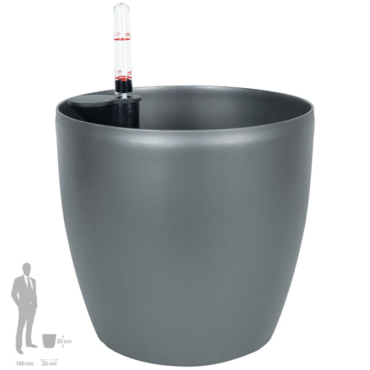 Ghiveci inteligent H20xD22 cm Classico cu set complet udare antracit metal mat