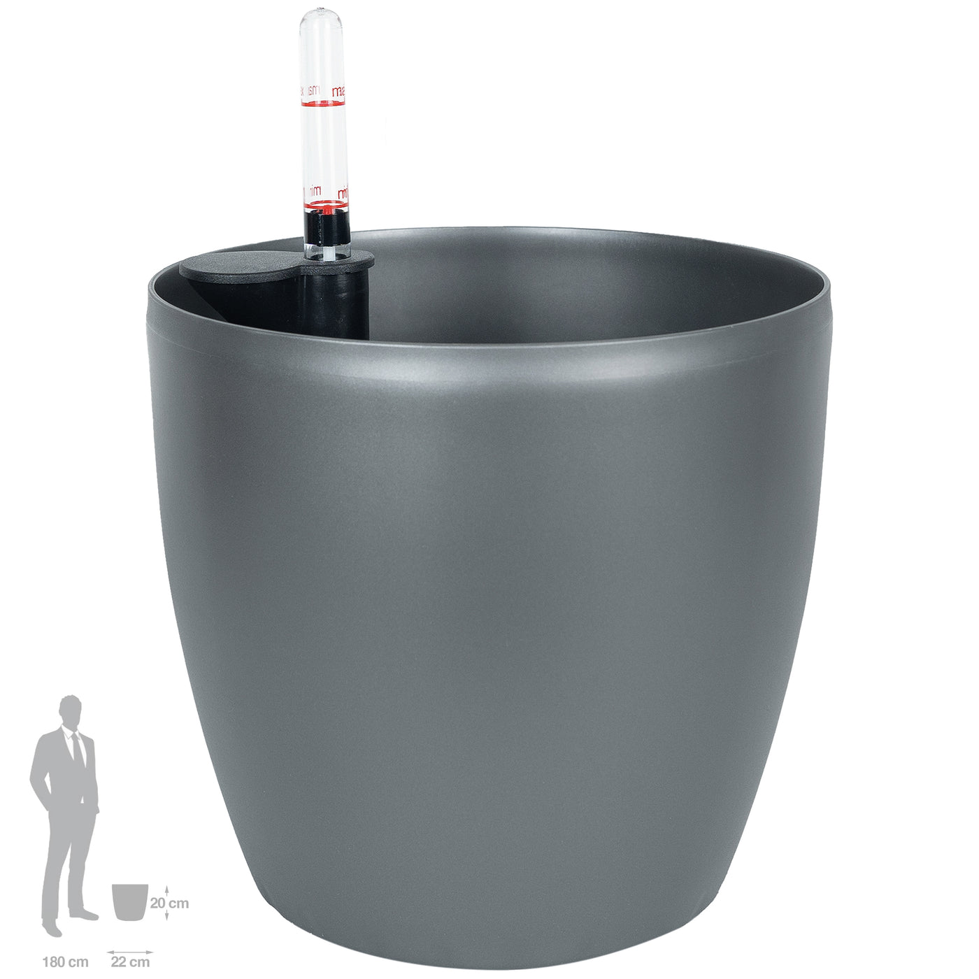 Ghiveci inteligent H20xD22 cm Classico cu set complet udare antracit metal mat