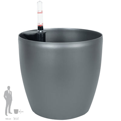 Ghiveci inteligent H20xD22 cm Classico cu set complet udare antracit metal mat