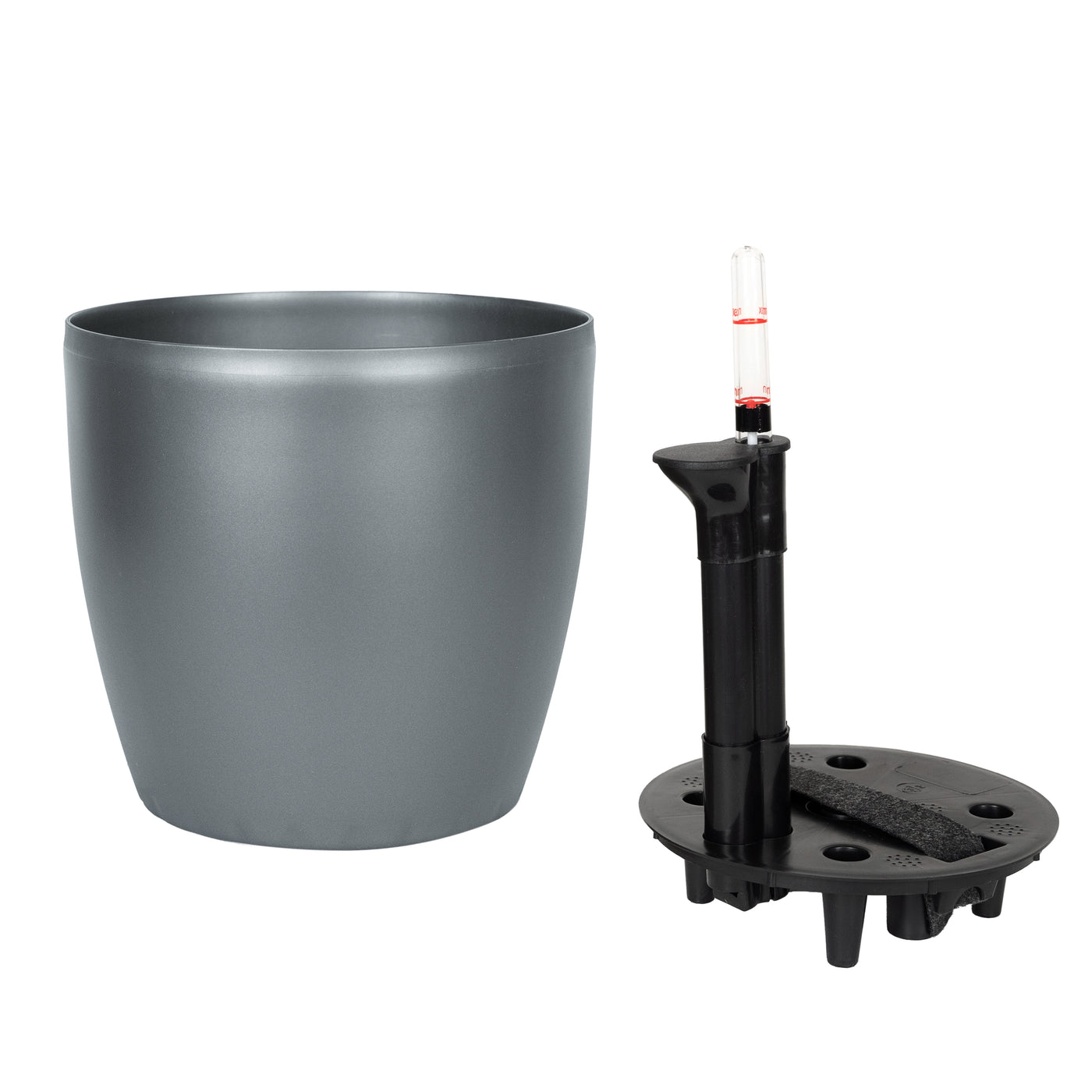 Ghiveci inteligent H20xD22 cm Classico cu set complet udare antracit metal mat
