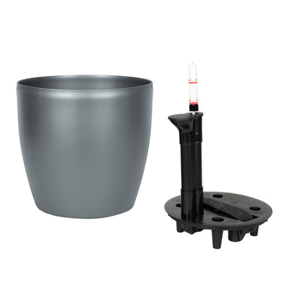 Ghiveci inteligent H20xD22 cm Classico cu set complet udare antracit metal mat