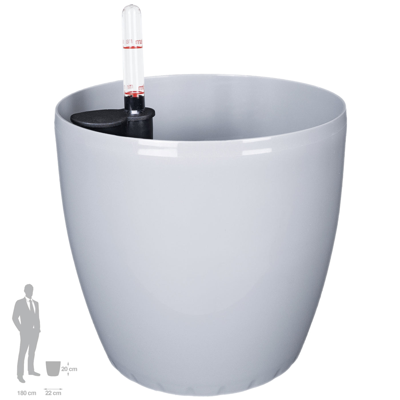 Ghiveci inteligent H20xD22 cm Classico cu set complet udare gri urban lucios