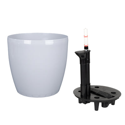 Ghiveci inteligent H20xD22 cm Classico cu set complet udare gri urban lucios