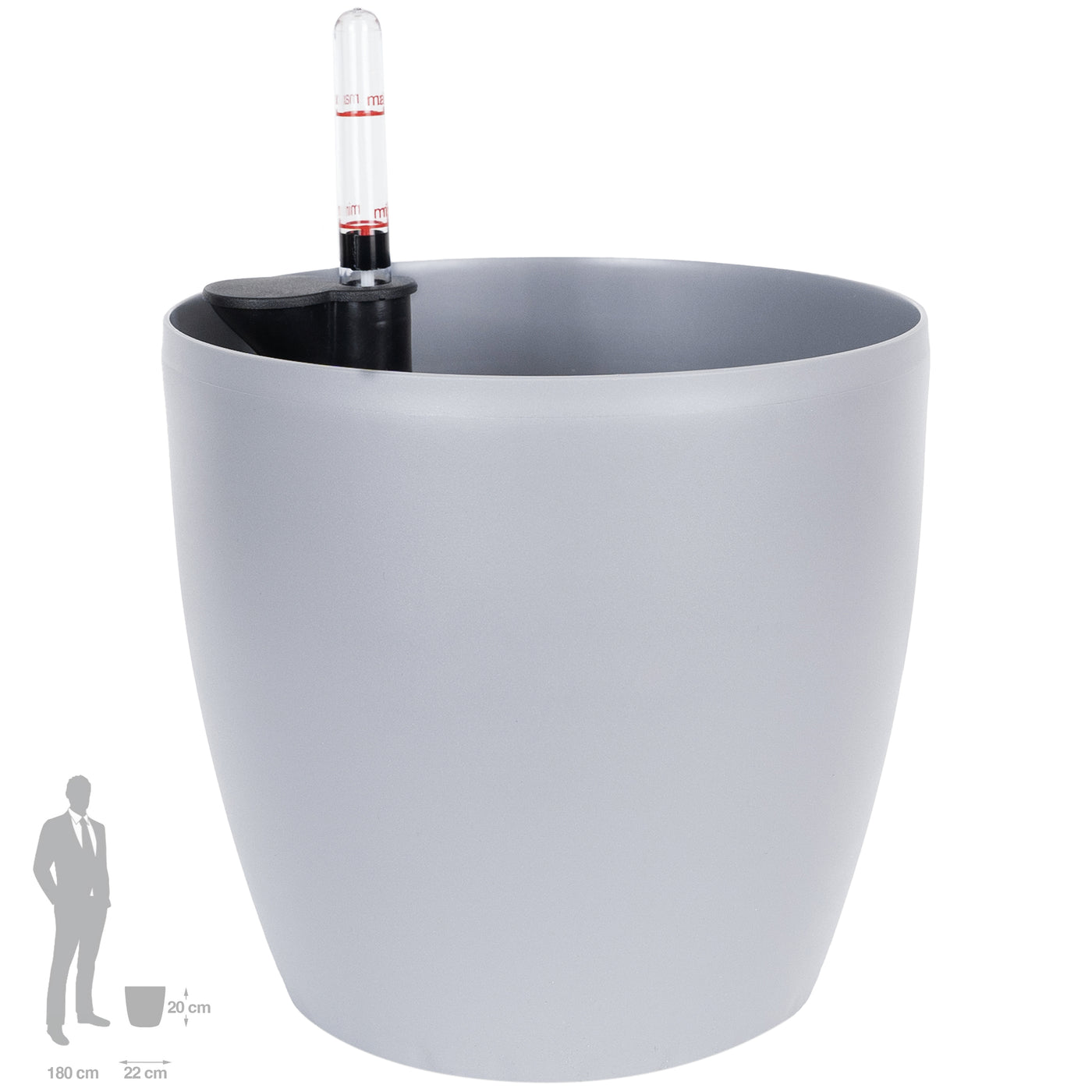 Ghiveci inteligent H20xD22 cm Classico cu set complet udare gri urban mat