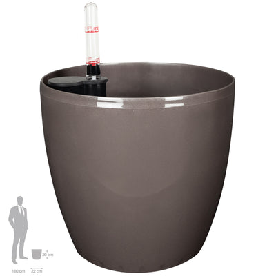 Ghiveci inteligent H20xD22 cm Classico cu set complet udare maro lucios