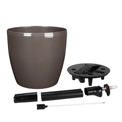 Ghiveci inteligent H20xD22 cm Classico cu set complet udare maro lucios