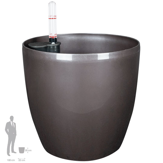Ghiveci inteligent H20xD22 cm Classico cu set complet udare maro ruginiu lucios