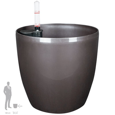 Ghiveci inteligent H20xD22 cm Classico cu set complet udare maro ruginiu lucios